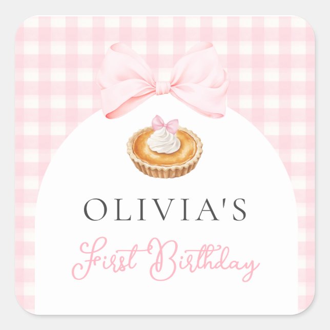 Sticker Carré Pink Cutie Pie Premier anniversaire (Devant)