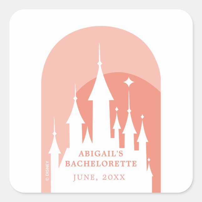 Sticker Carré Pink Disney Princess Castle Bachelorette Party (Devant)