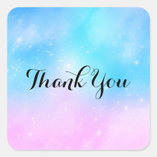 Sticker Carré Pink et Blue Pastel Gradient Sky Merci
