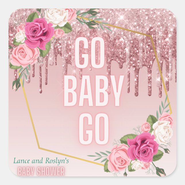 Sticker Carré Pink|Green Elegant Parties scintillant Drift Derby (Devant)