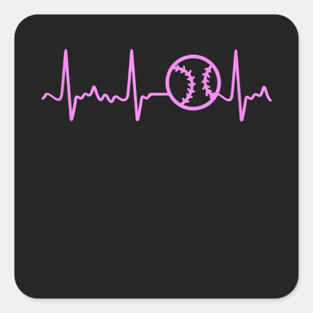 Sticker Carré Pink Hearbeat Baseball Sensibilisation au cancer d (Devant)