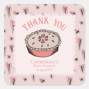 Sticker Carré Pink Little Cutie Pie Baby Girl Merci