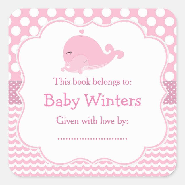 Sticker Carré Pink Parent & Enfant Baleine Pink Girl Plaque d'ac (Devant)