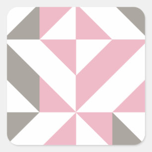 Sticker Carré Pink Raspberry and Silver Geometric ZigZag