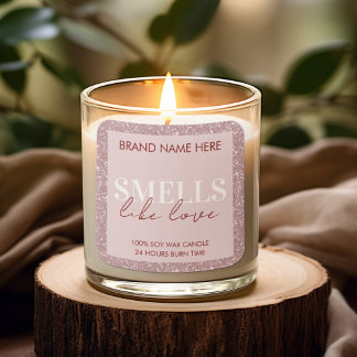 Sticker Carré Pink Sparkling Custom Valentine's Day Candle Label