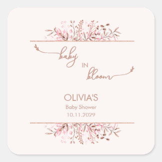 Sticker Carré Pink Wildflower Baby in Bloom