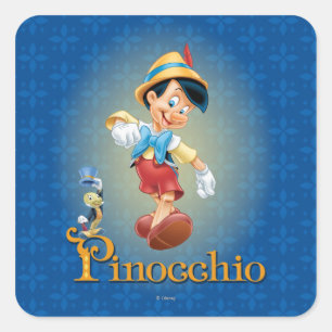 Sticker Carré Pinocchio avec Jiminy Cricket 2