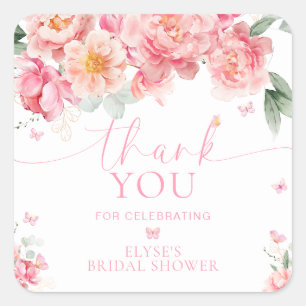Sticker Carré Piper Pivoine Papillon Floral Merci Faveur