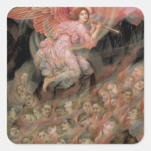 Sticker Carré Piping Angel aux âmes en enfer par Evelyn De Morga