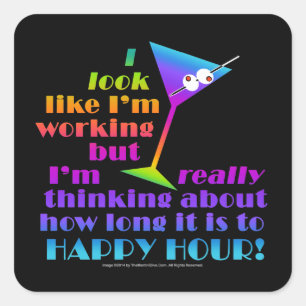 Sticker Carré Piques à cocktail - Jusqu'au Happy Hour, c'est lon