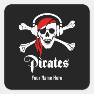 Sticker Carré Pirate de musique