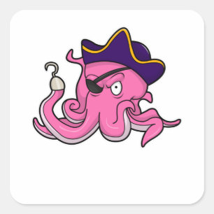 Sticker Carré Pirate d'octopus à la main tendue