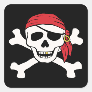 Sticker Carré Pirate drôle