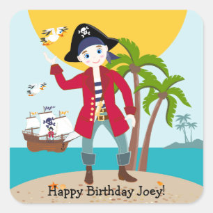 Sticker Carré Pirate kid birthday
