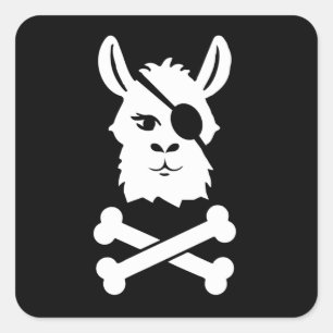 Sticker Carré Pirate Llama Alpaca Talk Like A Pirate Day