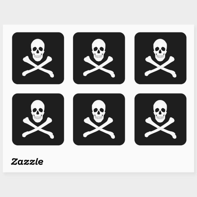 Sticker Carré Pirate Party (Crâne et os croisés) (Jolly roger) (Feuille)