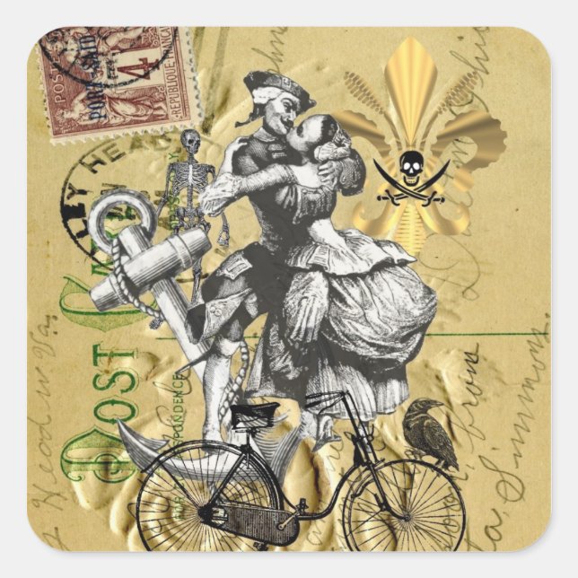 Sticker Carré pirate vapeur vintage (Devant)