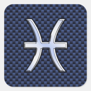 Sticker Carré Pisces Zodiac on Blue Carbon Fiber