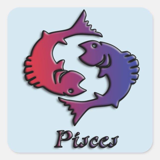 Sticker Carré Pisces Zodiac signe de naissance Rouge Purple astr (Devant)