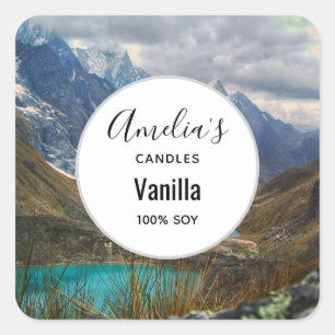 Sticker Carré Pittoresque Alpine Mountains Photo - Bougie Busine
