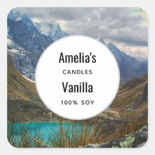 Sticker Carré Pittoresque Alpine Mountains Photo Bougie Business