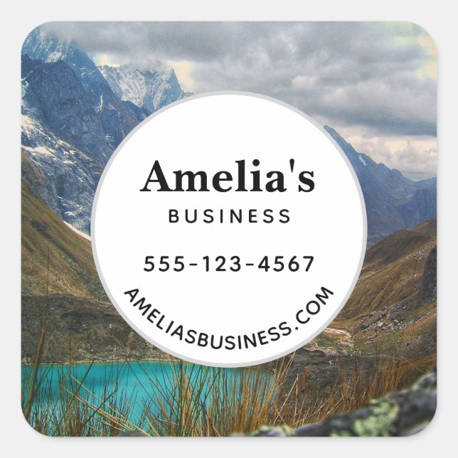 Sticker Carré Pittoresque Alpine Mountains Photo Business (Devant)