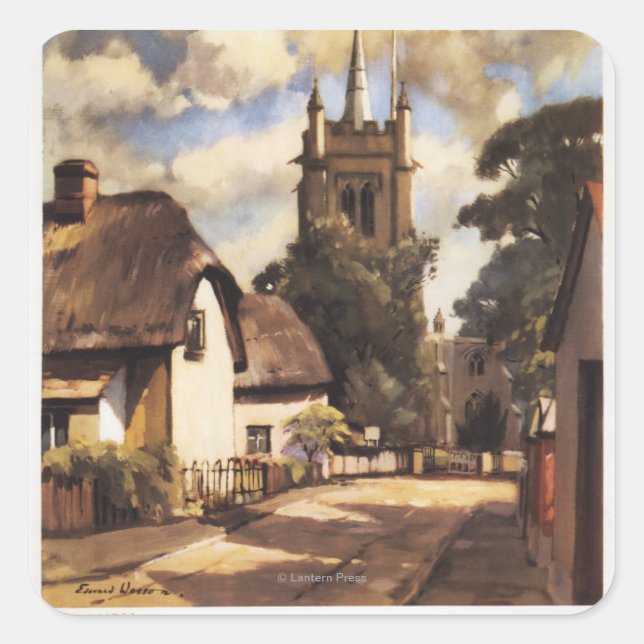 Sticker Carré Pittoresque Country View British Railways Poster (Devant)