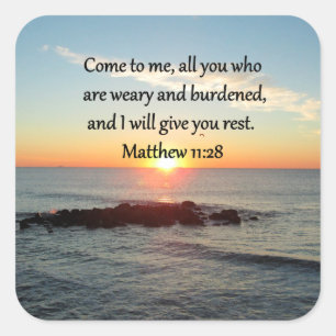 STICKER CARRÉ PITTORESQUE MATTHEW 11"28 SCRIPTURE VERSE