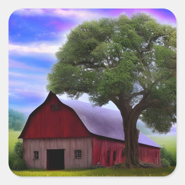 Sticker Carré Pittoresque Rustique Feuille d'érable d'automne (Devant)