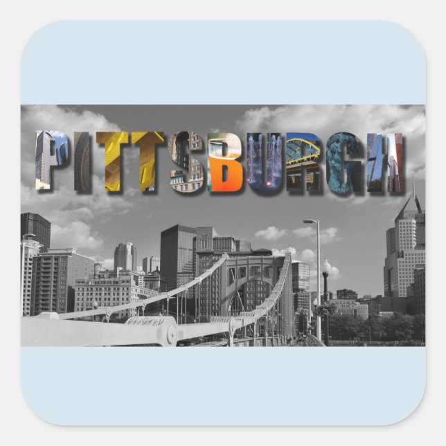 Sticker Carré Pittsburgh Pennsylvania City Skyline (Devant)