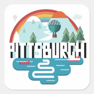 Sticker Carré Pittsburgh, Pennsylvanie   Design Cityscape