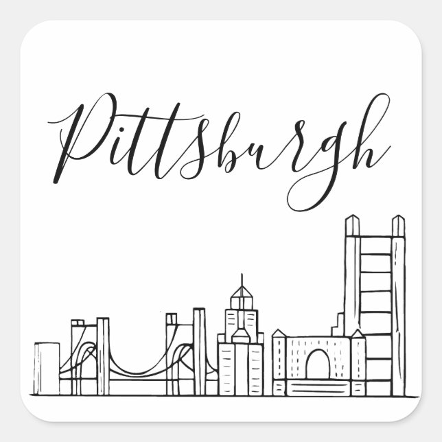 Sticker Carré Pittsburgh Skyline (Devant)