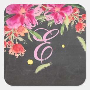 Sticker Carré PixDezine aquarelle peut fleur/do-it-yourself coul