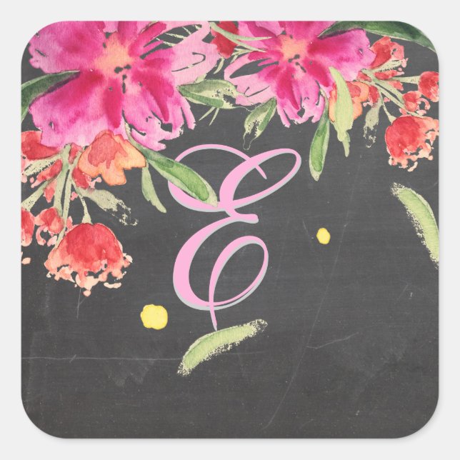 Sticker Carré PixDezine aquarelle peut fleur/do-it-yourself coul (Devant)