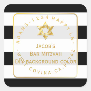 Sticker Carré PixDezines black+white stripes mitzvah ajouter