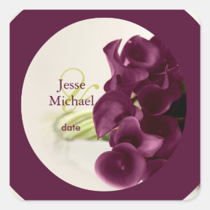 Sticker Carré PixDezines Bourgogne Calla Lillies, garniture pers