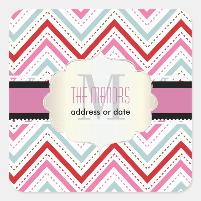 Sticker Carré PixDezines couleurs Chevron/Noël/do-it-yourself (Devant)
