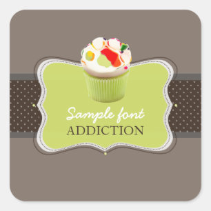 Sticker Carré PixDezines do-it-yourself couleurs, cupcake de la 