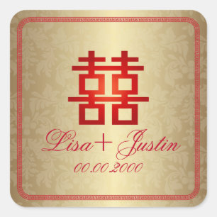 Sticker Carré PixDezines double bonheur chinois