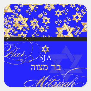 Sticker Carré PixDezines Étoile de David/Bar Mitzvah
