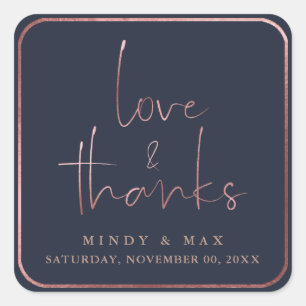 Sticker Carré PixDezines FAUX ROSE GOLD LOVE+THANKS DO-IT-YOURSE