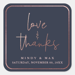 Sticker Carré PixDezines FAUX ROSE OR LOVE+THANKS do-it-yourself