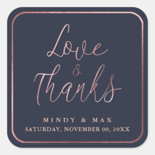 Sticker Carré PixDezines FAUX ROSE OR LOVE+THANKS do-it-yourself