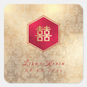 Sticker Carré PixDezines Honeycomb chinois double bonheur