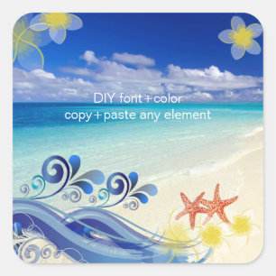 Sticker Carré PixDezines Hula Wave/Plumeria/Starfish