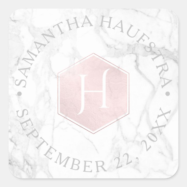 Sticker Carré PixDezines Monogram Blush Pink Honeypeb (Devant)