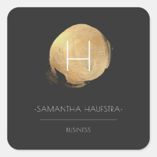 Sticker Carré PixDezines Monogram Faux Gold Foil