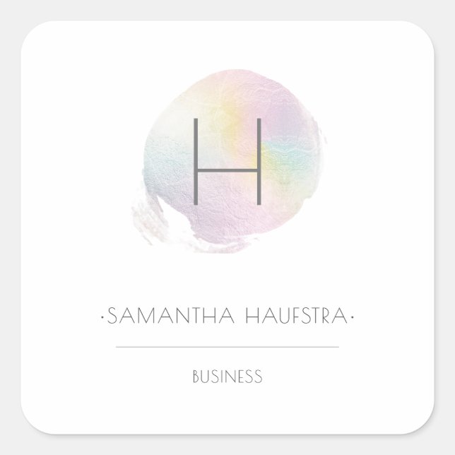 Sticker Carré PixDezines Monogramme Faux Holographique (Devant)