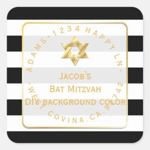 Sticker Carré PixDezines noir+blanc rayures mitzvah retour ajout