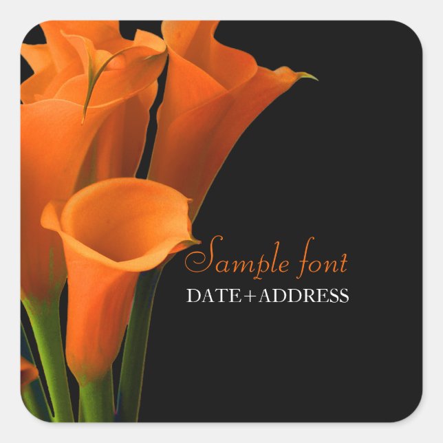 Sticker Carré PixDezines orange calla/do-it-yourself couleur arr (Devant)